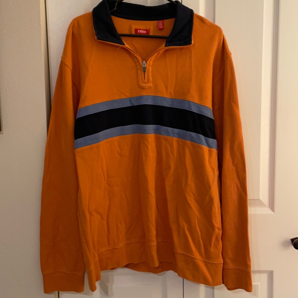 IZOD Men’s Pullover 1/3 Zip Orange Sweatshirt XL